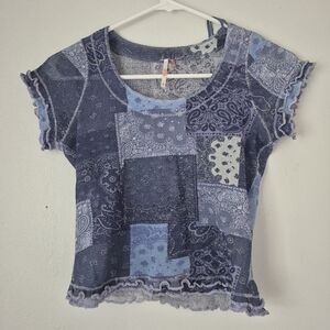 Free People Garner Tee Hippie Print Crop Blouse